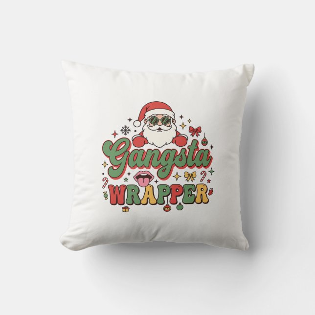 Gangsta Wrapper Santa jul Kudde (Framsida)