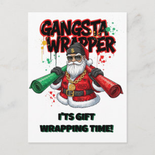 Gangsta Wrapper Santa jul Vykort