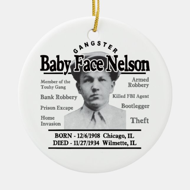 Gangster Baby Ansikte Nelson Julgransprydnad Keramik (Framsidan)