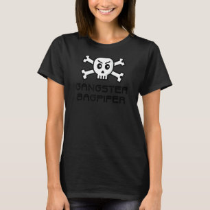 Gangster Bagpiper Skull och Kor Bone Ord design T Shirt