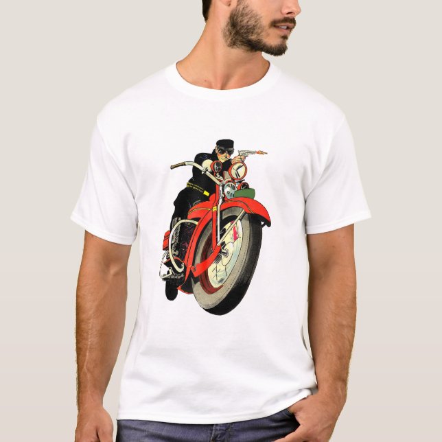 Gangster Biker Tecknad Bok Man Riding Motorcle T Shirt (Framsida)
