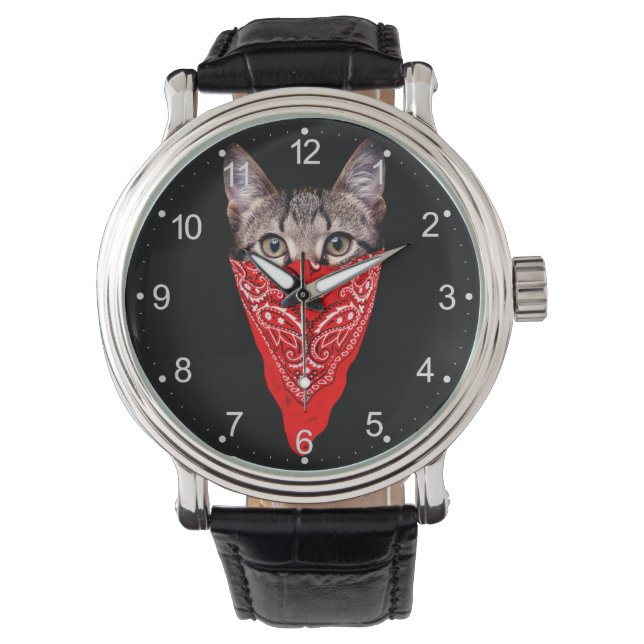 Gangster cat-huva armbandsur (Framsida)