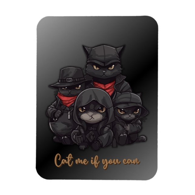 Gangster Cat Photo Magnet | Katt mig om du kan (Vertikal)