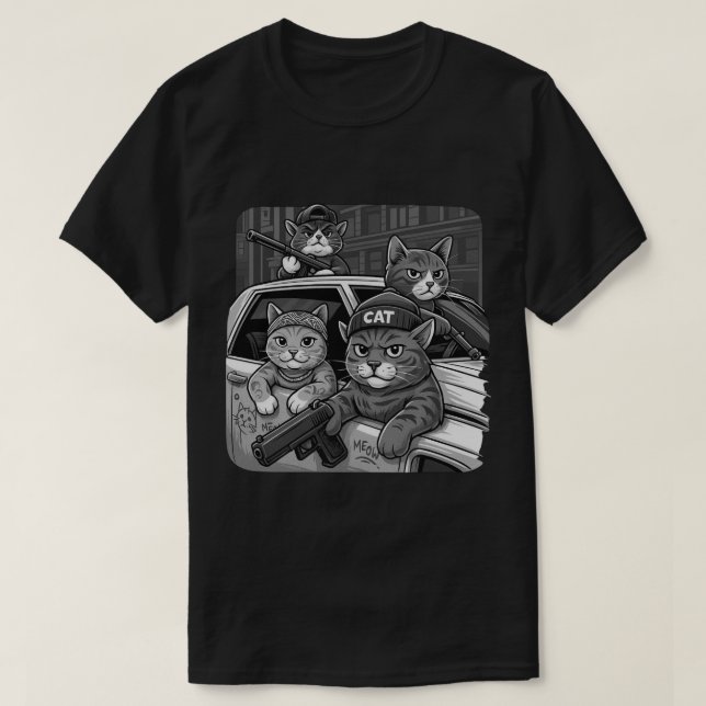 Gangster Cat Street Art Design - Funny Urban Cat T Shirt (Design framsida)
