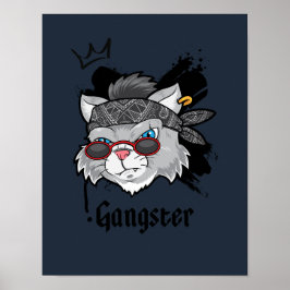 Gangster Cat Street Porträtt Poster