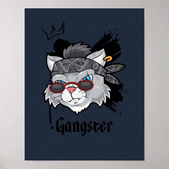 Gangster Cat Street Porträtt Poster (Framsidan)