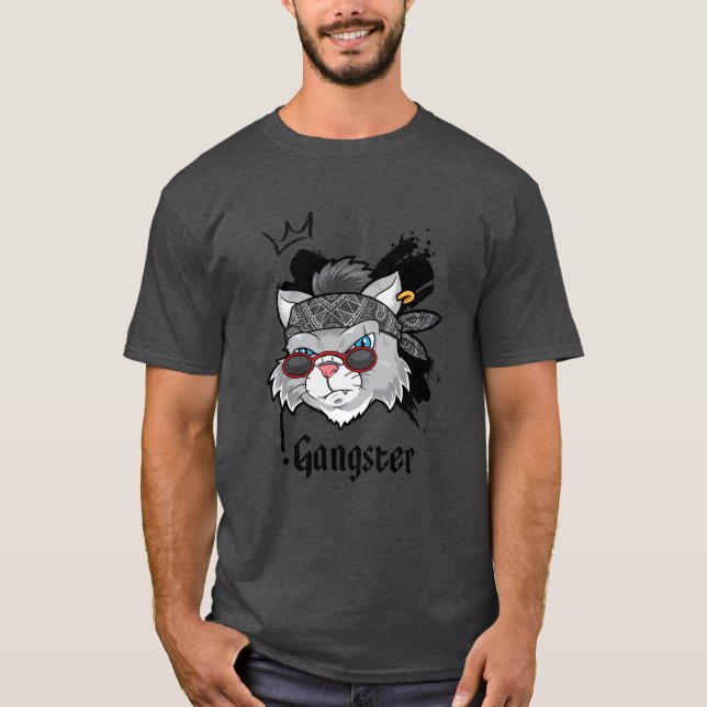 Gangster Cat Street Porträtt T Shirt (Framsida)