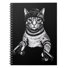 Gangster Cat Tattoo Art | Cool Streetwear Kitty Anteckningsbok