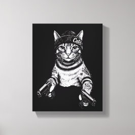 Gangster Cat Tattoo Art | Cool Streetwear Kitty Canvastryck