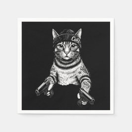 Gangster Cat Tattoo Art | Cool Streetwear Kitty Pappersservett