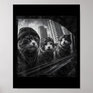 Gangster Cats Street Funny Graphic Humor Poster