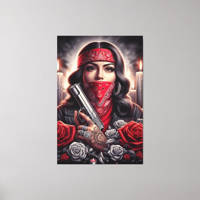 Gangster Girl Hip hop chicano art Canvastryck (Framsida)