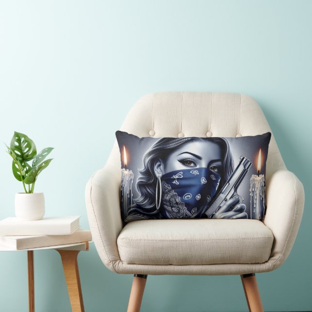 Gangster Girl Hip hop chicano art Dekorativ kudde (Stol)