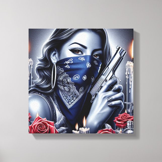 Gangster Girl Hip hop chicano art Design Canvastryck (Framsida)