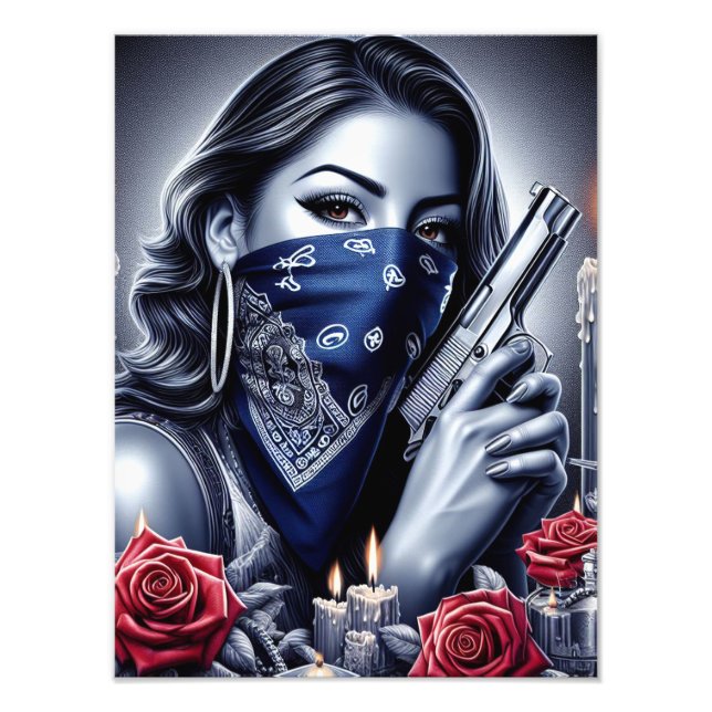Gangster Girl Hip hop chicano art Design Fototryck (Framsidan)