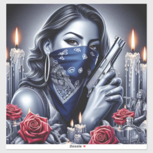 Gangster Girl Hip hop chicano art Design Klistermärken