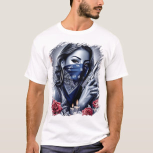 Gangster Girl Hip hop chicano art Design T Shirt