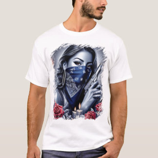 Gangster Girl Hip hop chicano art Design T Shirt