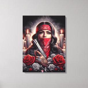 Gangster Girl Hip hop chicano art-grafik Canvastryck