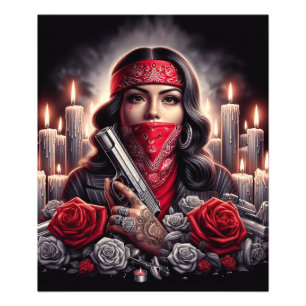 Gangster Girl Hip hop chicano art-grafik Fototryck