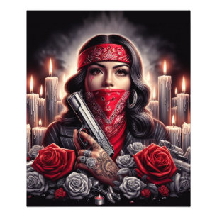 Gangster Girl Hip hop chicano art-grafik Fototryck
