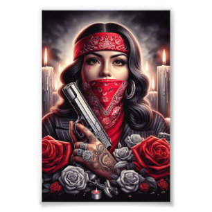 Gangster Girl Hip hop chicano art-grafik Fototryck