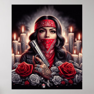 Gangster Girl Hip hop chicano art-grafik Poster