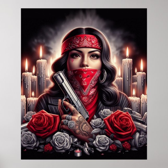 Gangster Girl Hip hop chicano art-grafik Poster (Framsidan)