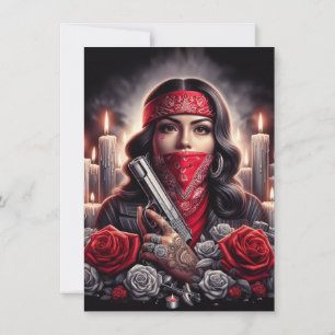Gangster Girl Hip hop chicano art-grafik Rådkort
