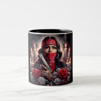 Gangster Girl Hip hop chicano art-grafik Två-Tonad Mugg