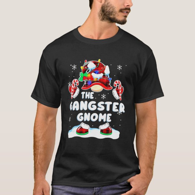 Gangster Gnome Red Plaid Gnomies Matching Family C T Shirt (Framsida)