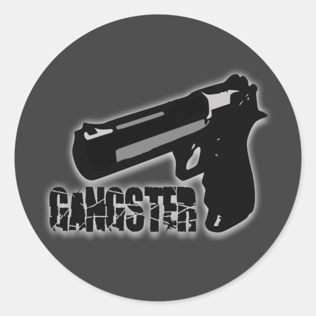 Gangster Gun Runt Klistermärke (Framsida)