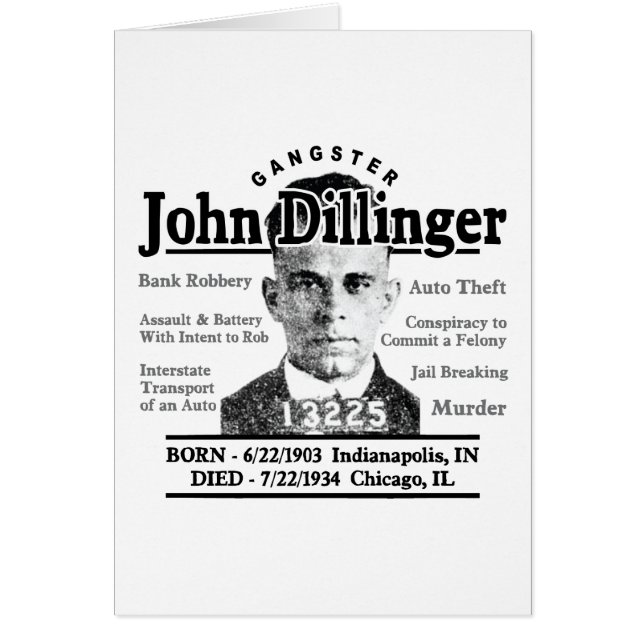 Gangster John Dillinger Hälsningskort (Framsidan)