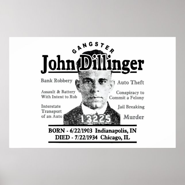 Gangster John Dillinger Poster (Framsidan)