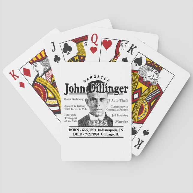 Gangster John Dillinger Spel Kort (Baksidan)
