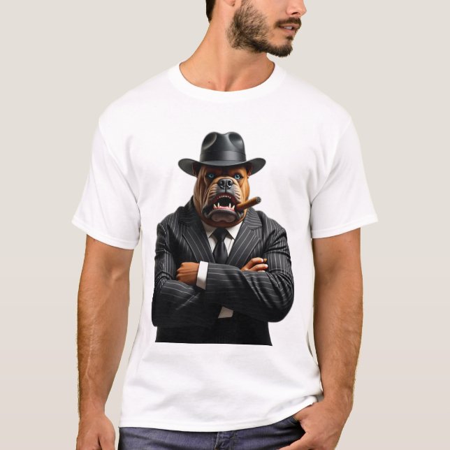 Gangster Kingpin Brutus, Bulldog Mafia Stil T Shirt (Framsida)