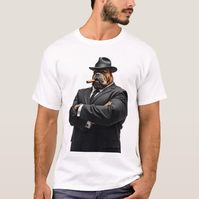 Gangster Kingpin Brutus, Bulldog Mafia Stil T Shirt (Framsida)
