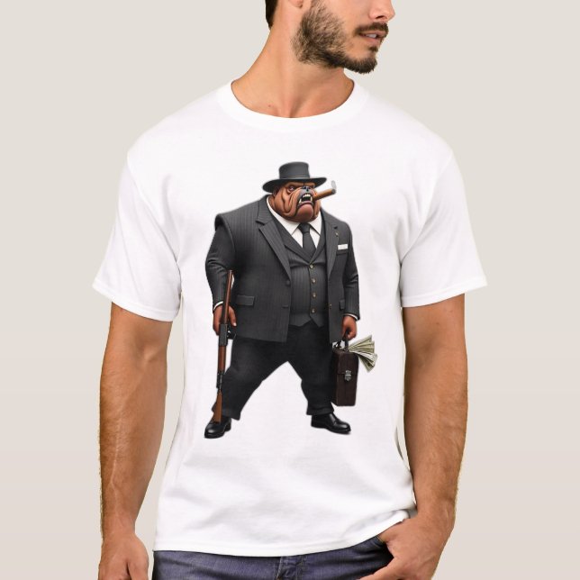 Gangster Kingpin Brutus, Bulldog Mafia Stil T Shirt (Framsida)