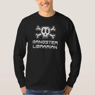 Gangster Librarian Skull och Kor Bone Ord design T Shirt