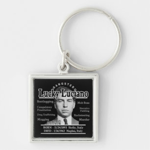 Gangster Lucky Luciano Fyrkantig Silverfärgad Nyckelring