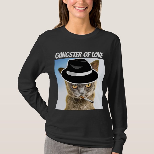 GANGSTER OF KÄRLEK FEDORA CAT T-SHIRTS (Framsida)