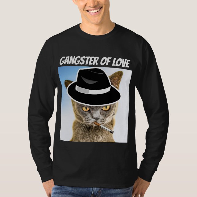 GANGSTER OF KÄRLEK FEDORA CAT T-SHIRTS (Framsida)
