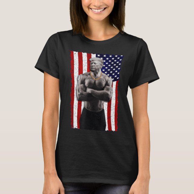 Gangster Pro Donald Trump Tatto Republican Americ T Shirt (Framsida)