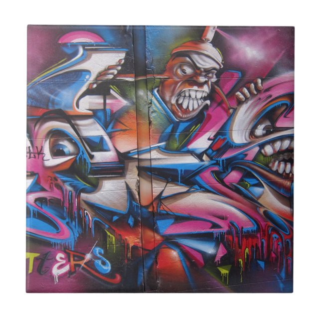 Gangster rapper urban graffiti gatukonst kakelplatta (Framsidan)