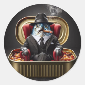 Gangster Sardine Don Fisk Maffiaboss Humör Runt Klistermärke
