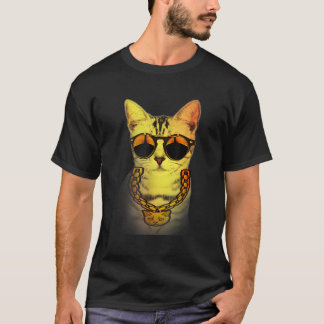 Gangster Street Cat Goldchain Kattunge Rapper with T Shirt