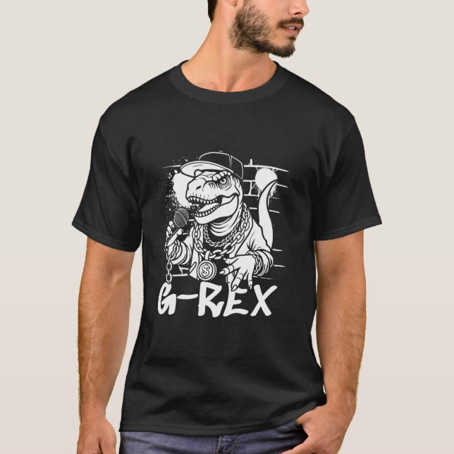 Gangster Trex T Rex Tyrannosarus Dino Dinosaur Gre T Shirt (Framsida)
