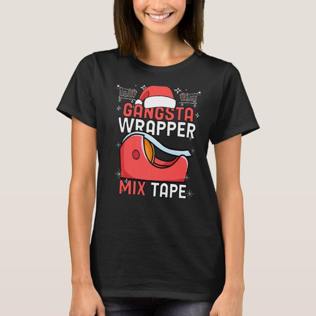 Gangster Wrapper Mix Tape Ugly jul Costume T Shirt (Framsida)