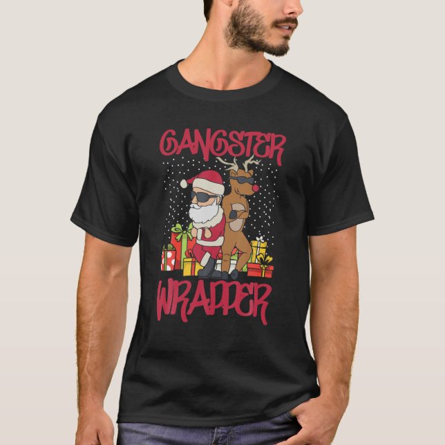 Gangster Wrapper Ugly jul Sweater Funny Pun T Shirt (Framsida)