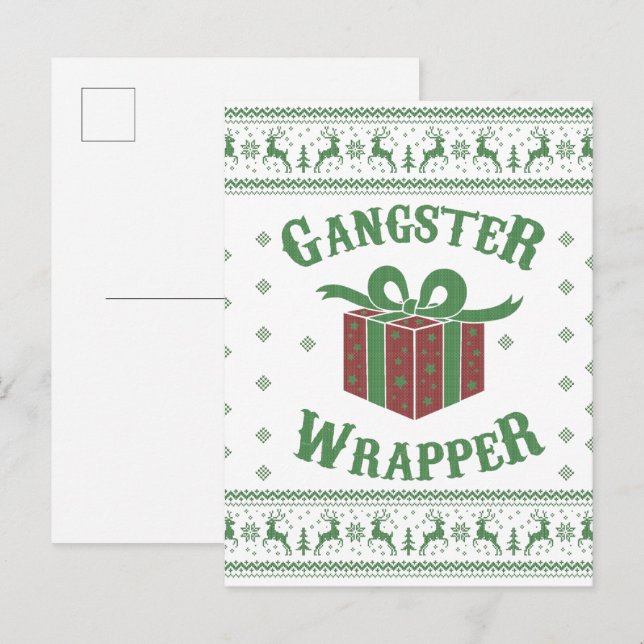 Gangster Wrapper Ugly Sweater Vykort (Fram/baksida)